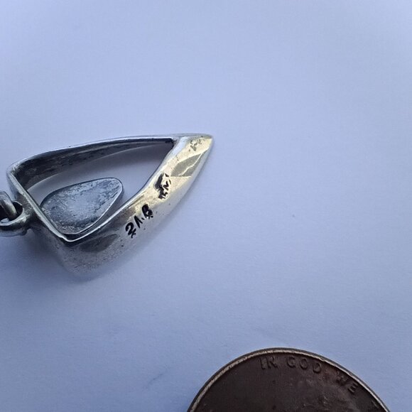 Vintage Taxco Native American Silver and Turquoise Pendant - Stamped - Picture 6 of 7